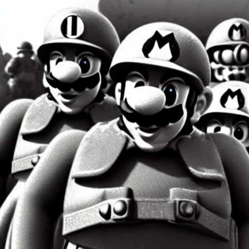 Image similar to super mario in wwii warfare