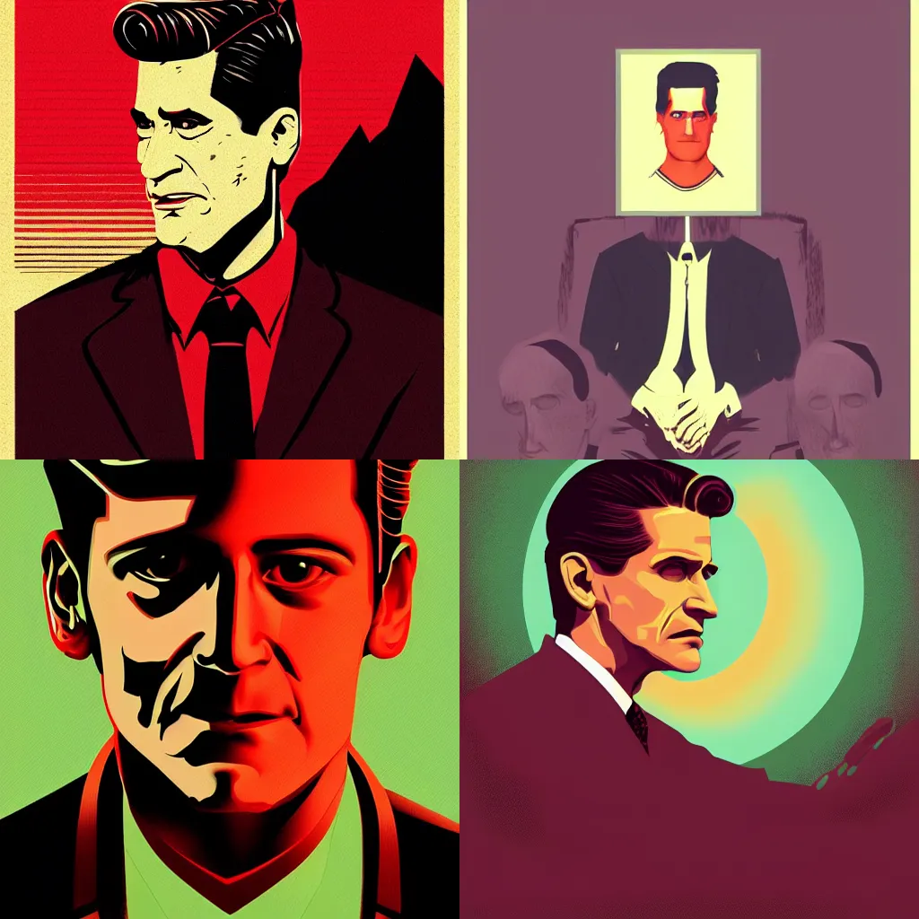 Prompt: Portrait of Dale Cooper from Twin Peaks by Kilian Eng
