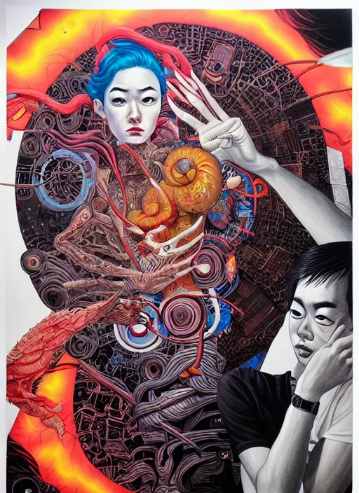 Image similar to akira, junji ito, tristan eaton, victo ngai, artgerm, rhads, ross draws, hyperrealism, intricate detailed