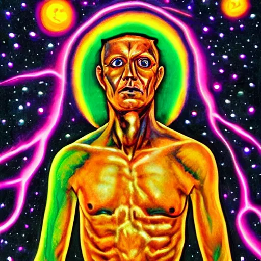 Image similar to cosmic man, Hyperdetailed, hyperrealistic