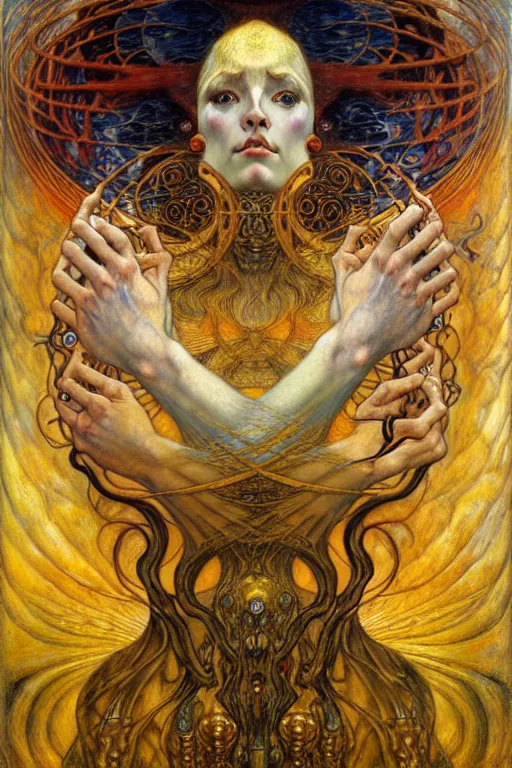 Image similar to Divine Chaos Engine by Karol Bak, Jean Delville, William Blake, Gustav Klimt, and Vincent Van Gogh, symbolist, visionary