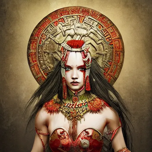 Image similar to Apsaras warrior with shield,traditional Chinese textures, hyper detailed, smooth,by Brook Shaden