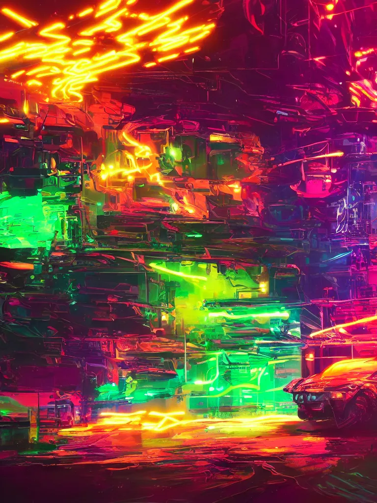 Image similar to neon explosion by disney concept artists, blunt borders, rule of thirds