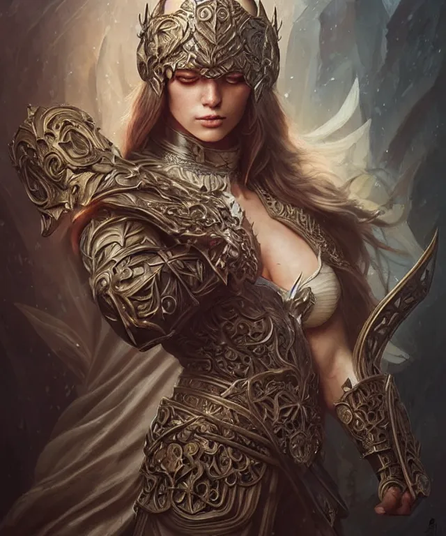 Image similar to Muscular and powerful medieval knight portrait, art nouveau, fantasy, intricate flower designs, elegant, highly detailed, sharp focus, art by Artgerm and Greg Rutkowski