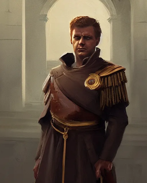 Prompt: a portrait of kennedy in the style of a [ roman empire ] senator!, art by greg rutkowski and artgerma, stunning! concept art, character design