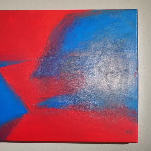 Image similar to acrylic abstract painting on canvas using primary red and blue