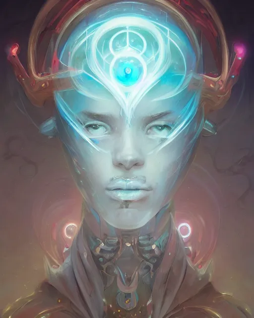 Prompt: portrait of a beautiful cybernetic emanation from angelarium, by pete mohrbacher and artgerm and wlop, digital art, highly detailed, intricate, fantasy, mystical, Trending on Artstation HQ, deviantart, unreal engine, 4K UHD image