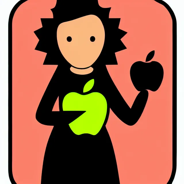 Image similar to female teacher holding apple like puck in goalie pose vector logo, professional NHL sports style, flat colours, bright colours, Adobe EPS, SVG, professional, sharp edges