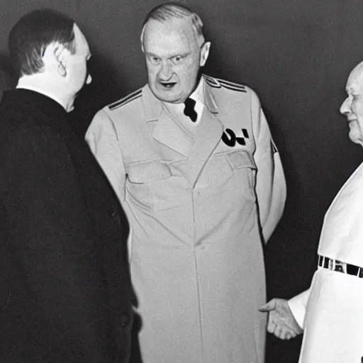 Image similar to Adolph Hitler meeting John Paul II, famous photo