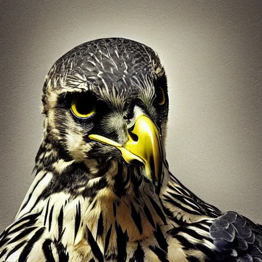 Image similar to a peregrine falcon as the robot power ranger, digital photography, highly detailed