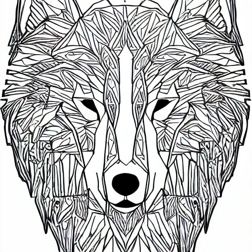 Image similar to wolf template base lineart, full-body view, simple, black and white, coloring book style, high quality, HD, 8K