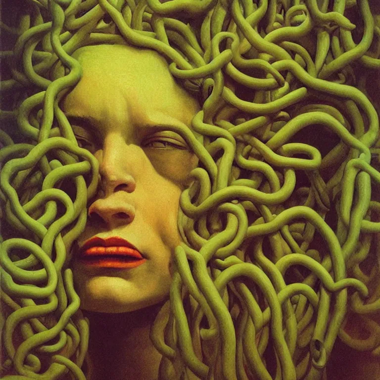 Image similar to portrait of Medusa, Edward Hopper and James Gilleard, Zdzislaw Beksinski, Steven Outram highly detailed