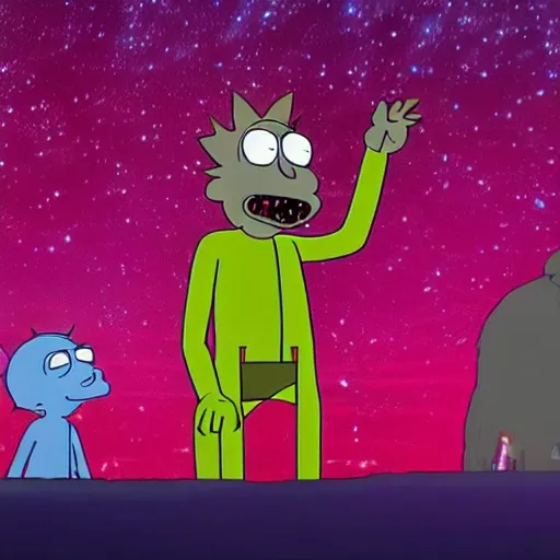 Prompt: still image of Alf appearing as a guest star in an episode of Rick and Morty, animated, 4k