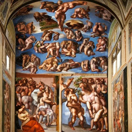 Prompt: sistine chapel oil painting