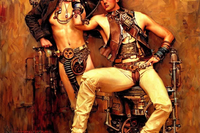 Image similar to steampunk style, male, painting by gaston bussiere, craig mullins, j. c. leyendecker, tom of finland