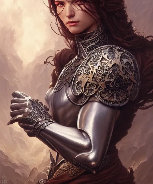 Image similar to Muscular and powerful medieval knight portrait, art nouveau, fantasy, intricate flower designs, elegant, highly detailed, sharp focus, art by Artgerm and Greg Rutkowski