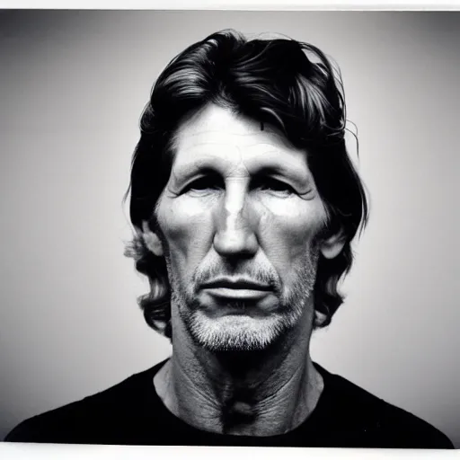 Image similar to Mugshot Portrait of Roger Waters, taken in the 1970s, photo taken on a 1970s polaroid camera, grainy, real life, hyperrealistic, ultra realistic, realistic, highly detailed, epic, HD quality, 8k resolution, body and headshot, film still, front facing, front view, headshot and bodyshot, detailed face, very detailed face
