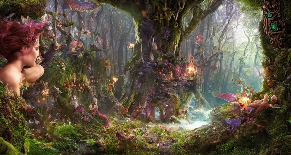 Prompt: Enchanted and magic forest, by Zack Snyder