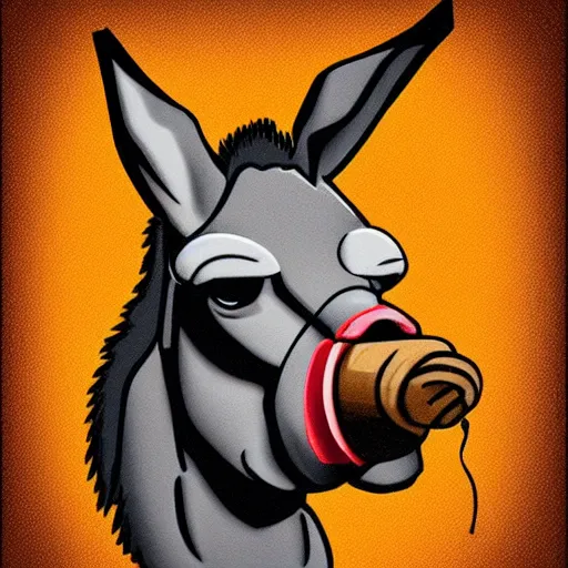 Prompt: angry donkey smoking a cigar logo, trending on artstation,