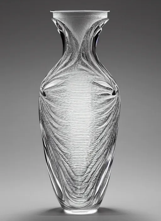 Prompt: Vase in the Angelina Jolie, designed by Rene Lalique