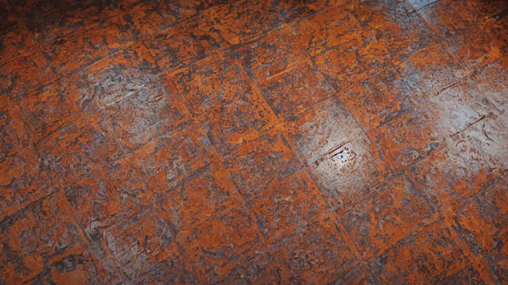 Image similar to rococo rusted push floor in a bright lobby, iso 2 0 0