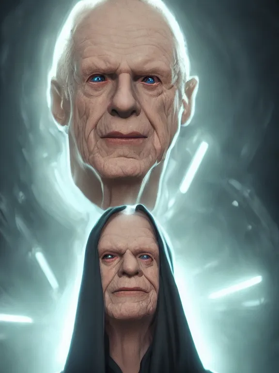 Image similar to portrait art of Palpatine but ginger, 8k ultra realistic , lens flare, atmosphere, glow, detailed, intricate, full of colour, cinematic lighting, trending on artstation, 4k, hyperrealistic, focused, extreme details, unreal engine 5, cinematic, masterpiece