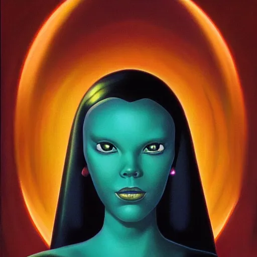 Prompt: the alien princess portrait by greg hildebrandt