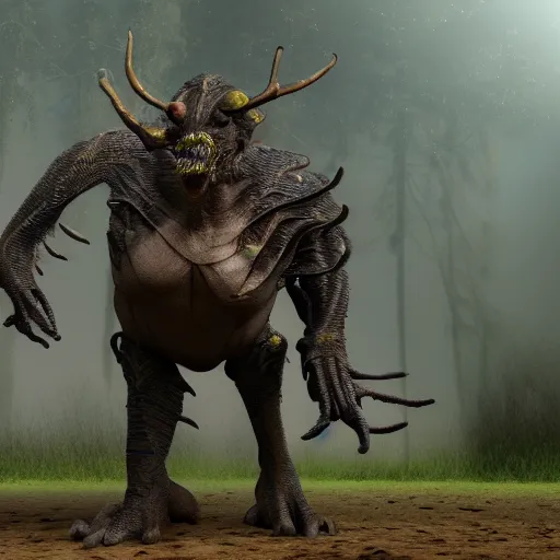 Prompt: Hyper realistic detailed 3D concept art render of a VFX creature on a film