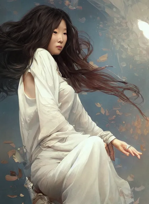 Image similar to a beautiful olivia cheng, girl, intricate, sharp focus, illustration, highly detailed, digital painting, concept art, matte, art by wlop and artgerm and greg rutkowski and alphonse mucha, masterpiece