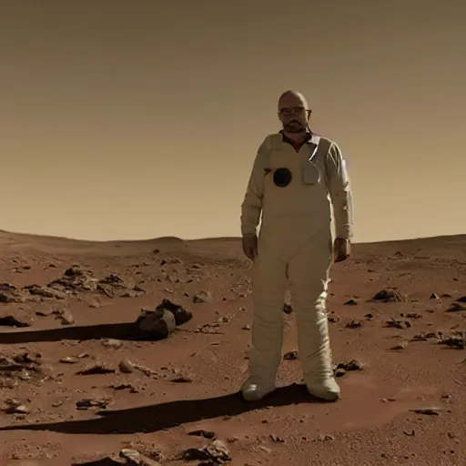 Prompt: cinematic walter white on mars