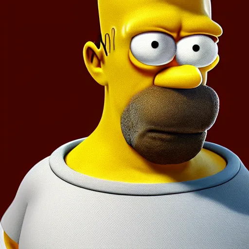 Image similar to homer simpson created in unreal engine 5 meta humans, 4k, high detail, high-resolution photograph, professional photography, ultra-detail