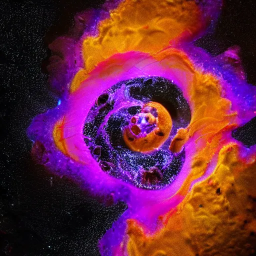 Prompt: award - winning macro of a beautiful lava rose made of molten magma and nebulae on black background by harold davis, highly detailed, inner glow, trending on deviantart, artstation and flickr, nasa space photography, national geographic