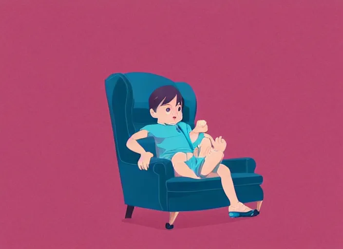 Prompt: a nine month old baby sitting in an armchair. clean cel shaded vector art. shutterstock. behance hd by lois van baarle, artgerm, helen huang, by makoto shinkai and ilya kuvshinov, rossdraws, illustration, art by ilya kuvshinov