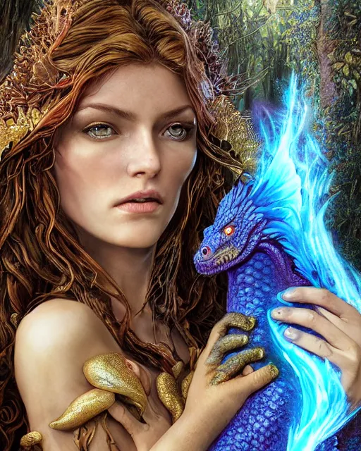 Prompt: portrait high definition photograph beautiful woman holding a dragon fantasy character art, hyper realistic, pretty face, hyperrealism, iridescence water elemental, snake skin armor forest dryad, woody foliage, 8 k dop dof hdr fantasy character art, by aleski briclot and alexander'hollllow'fedosav and laura zalenga and roger dean