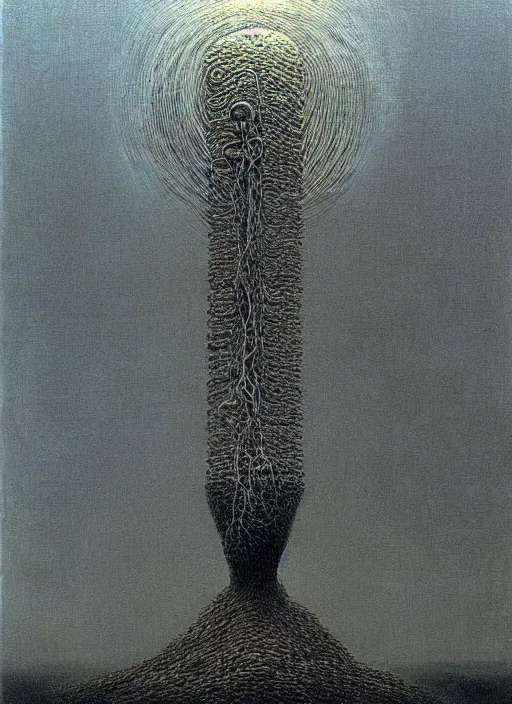 Image similar to a machine to become god highly detailed painting by zdzisław beksinski 8 k