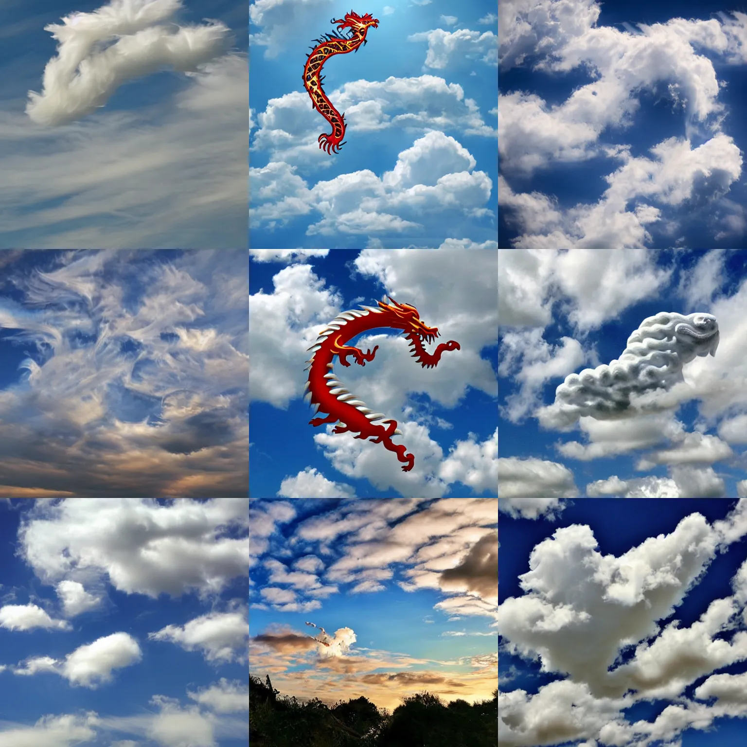 Prompt: clouds in the shape of a chinese dragon