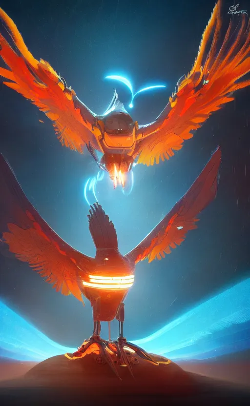 Image similar to a spaceship in the shape of a phoenix bird, robot, fire, ash, electricity lightning, furry, soft, concept art, sharp focus, intricate details, highly detailed, photorealistic, disney pixar, octane render, iridescent, anime, 8 k