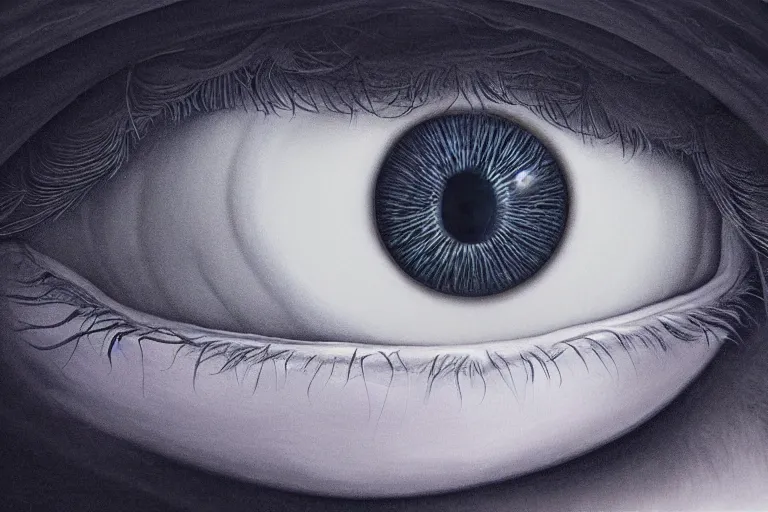 Image similar to close - up of an eye with factal stars and clouds by mary jane ansell, behance contest winner, psychedelic art,