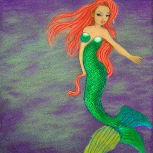 Prompt: mermaid jumping from water, pastel color fantasy art