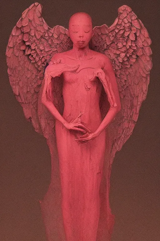 Prompt: an angel portrait made by James Jean, Hiroshi Yoshida, Zdzisław Beksiński , low light, sculpture, relic, highly detailed, ruby