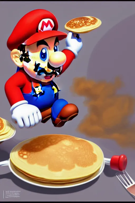 Image similar to super mario making pancakes, animation pixar style, by pendleton ward, magali villeneuve, artgerm, rob rey and kentaro miura style, golden ratio, trending on art station