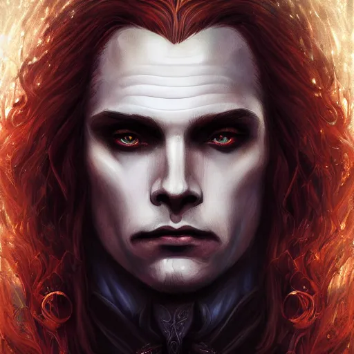 Image similar to Majestic and regal portrait of vampire Lestat de Lioncourt, intricate, epic, elegant, menacing, fantasy, highly detailed, digital painting, hard focus, beautiful volumetric lighting, epic light, ultra detailed, by Leesha Hannigan, Ross Tran, Thierry Doizon, Kai Carpenter, Ignacio Fernández Ríos