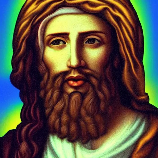 Image similar to Digital art of Jezus Christ as a cool dude in vaporwave style, 8k, trending on artstation, hyper realistic, award winning art,