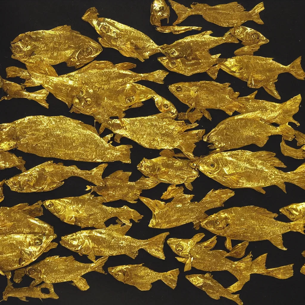 Image similar to fish made out of gold