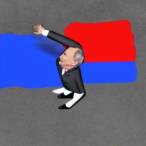 Image similar to putin shitting on a Russian flag.