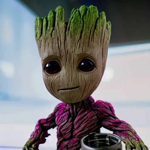 Prompt: baby groot in pink color