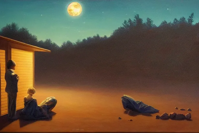 Prompt: The moon fall, beautiful, national geographic, very detailed, astrophotography, oil painting, canvas, Sandra Pelser, Jeff Lyons, Edward Hopper