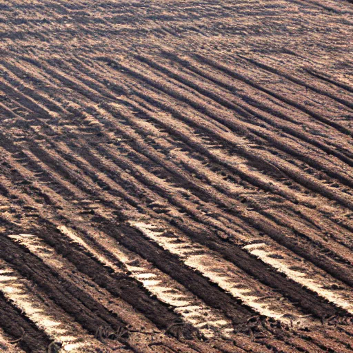 Prompt: plowed land in a square.