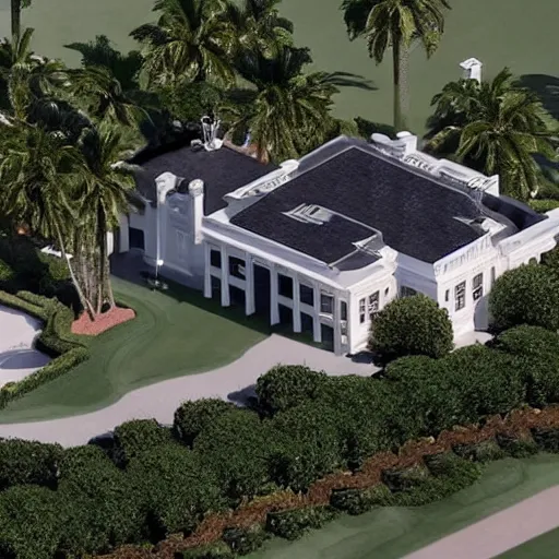 Prompt: nuclear secrets hidden in a fortified golf mansion in florida as a hitman video game mission, next gen screenshot, president trump is looking into the camera