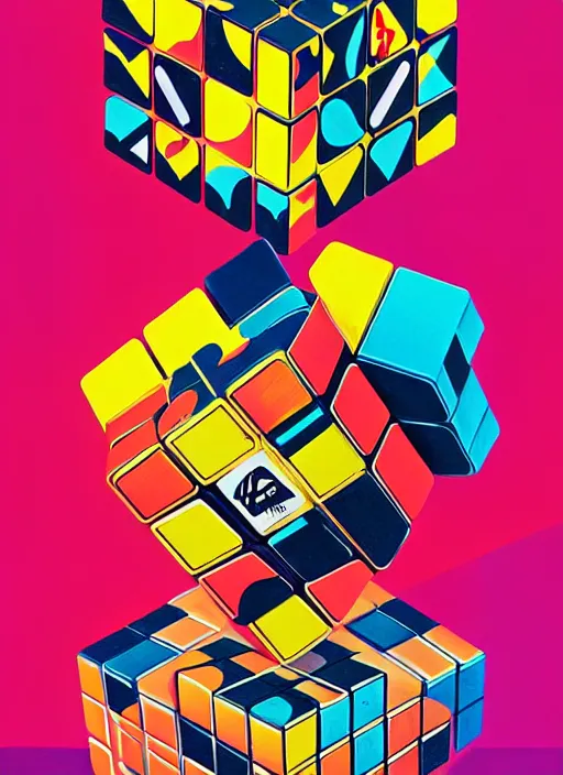 Image similar to scrambled rubiks cube animals, tristan eaton, victo ngai, artgerm, rhads, ross draws